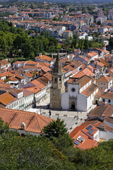 Fototapeta na wymiar View over Tomar and Saint John the Baptist Church, Tomar, Santarem district, Portugal