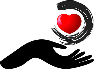 vector hand hold love icon sign logo design 