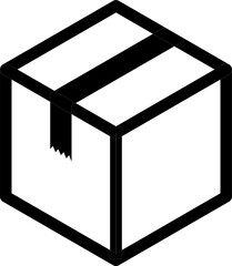 Square box thin line icon in isometric style.