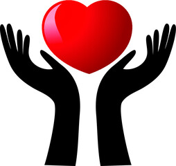 vector hand hold love icon sign logo design 