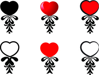 vector heart shape icon design set