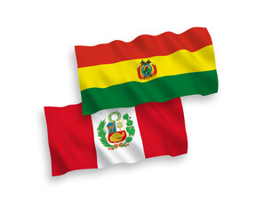 Flags of Bolivia and Peru on a white background