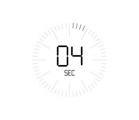 Timer 4 sec icon, 4 seconds digital timer