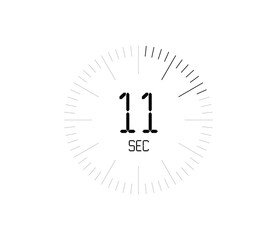 Timer 11 sec icon, 11 seconds digital timer