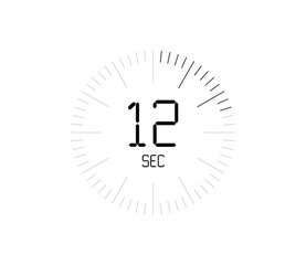 Timer 12 sec icon, 12 seconds digital timer
