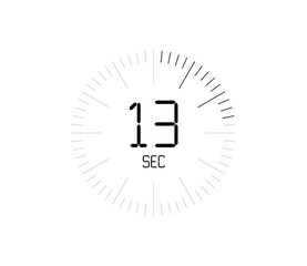 Timer 13 sec icon, 13 seconds digital timer