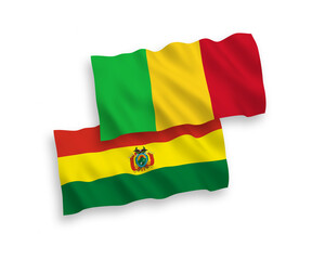 Flags of Bolivia and Mali on a white background