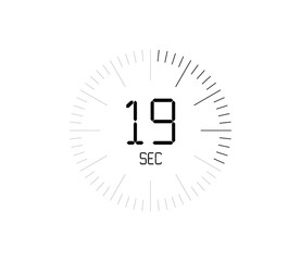 Timer 19 sec icon, 19 seconds digital timer