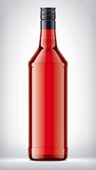 Transparent Color Glass Bottle on background. 