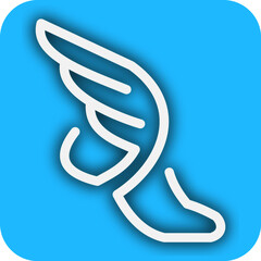 Wing shoe Hermes logo app icon business symbol glowing blue vector