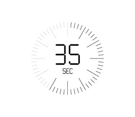 Timer 35 sec icon, 35 seconds digital timer