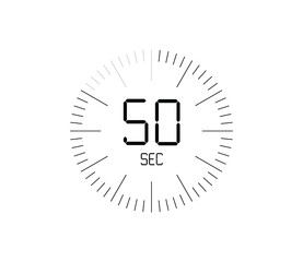 Timer 50 sec icon, 50 seconds digital timer