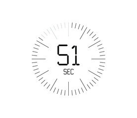 Timer 51 sec icon, 51 seconds digital timer