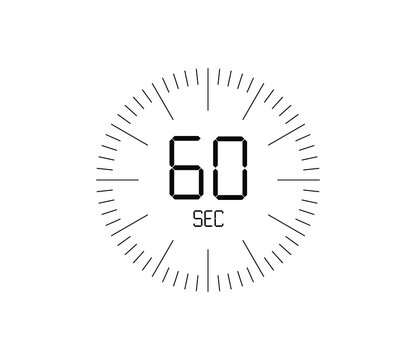 Timer 60 sec icon, 60 seconds digital timer