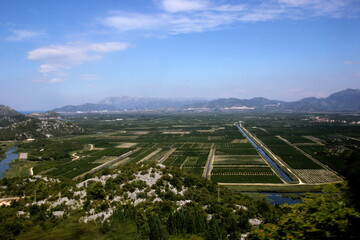 Garden, orchards and fields in the delta of the river Neretva. Dalmatia, Croatia