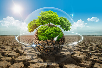 Concept of protecting the world from environmental disasters and preserving nature