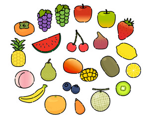 Fruit illustration material set / vector 