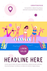Senior women relaxing on beach. Sea, grandmother, leisure flat vector illustration. Lifestyle and vacation concept for banner, website design or landing web page
