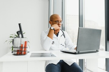 african american doctor in modern office