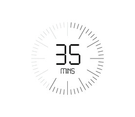 Timer 35 mins icon, 35 minutes digital timer
