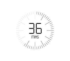 Timer 36 mins icon, 36 minutes digital timer