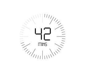 Timer 42 mins icon, 42 minutes digital timer