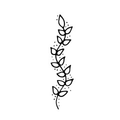 Doodle grass, plant. Border Edging. Freehand drawing. Black and white outline. Decor for postcards. Vector illustration