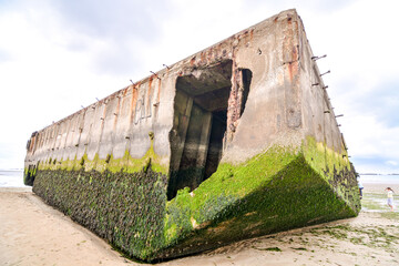 Remains of the Mulberry harbour in Normandy France, Europe