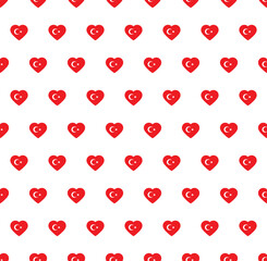 Turkey heart flag seamless pattern.  Turkey flag decorative texture vector 