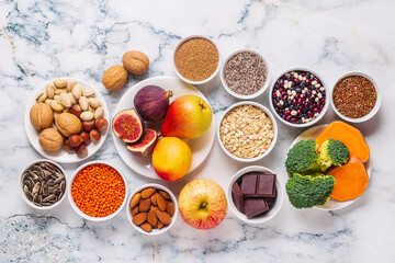 Products rich in fiber. Healthy diet food.