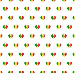 heart Senegal  flag seamless pattern.  Senegal  flag texture vector 
