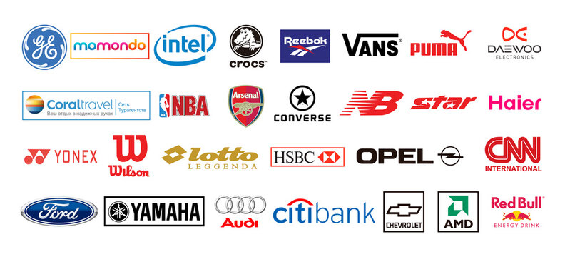Логотипы разных брэндов, круглые логотипы компаний, business logo design