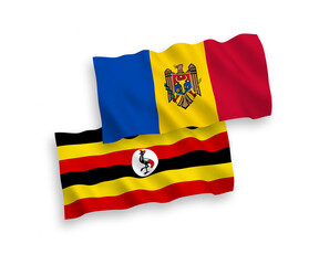 Flags of Moldova and Uganda on a white background