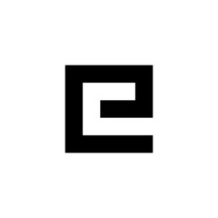 Awesome square E letter in black and white color. logo icon vector