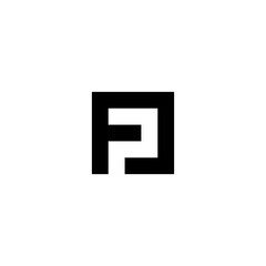 Awesome square FD FDP letter in black and white color. logo icon vector