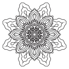 Cute Mandala. Ornamental round doodle flower isolated on white background. Geometric decorative ornament in ethnic oriental style.