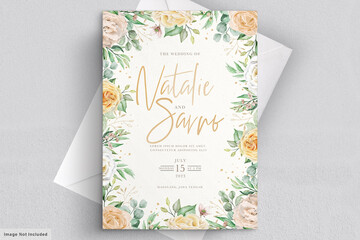 Watercolor floral Wedding invitation card 