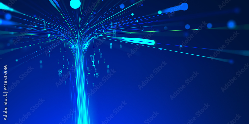 Leinwandbilder 5g technology wireless data transmission, high-speed internet. information flow in abstract cyberspa