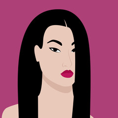 Young beautiful Asian woman. Vector illustration in a flat style.