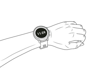Hand with a watch. Vector stock illustration eps10. Isolate on white background
