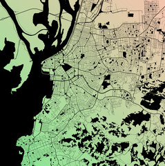 Porto Alegre, Rio Grande do Sul, Brazil (BRA) - Urban vector city map with parks, rail and roads, highways, minimalist town plan design poster, city center, downtown, transit network