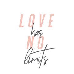 Love has no limits modern inspirational quote in pink and black.