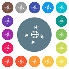 Pandemic flat white icons on round color backgrounds
