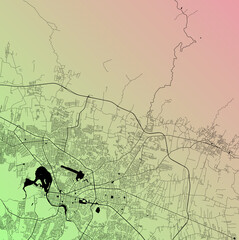 Santiago, Dominican Republic (DOM) - Urban vector city map with parks, rail and roads, highways, minimalist town plan design poster, city center, downtown, transit network, gradient blueprint
