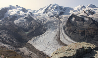 Mt. Monte Rosa with Gorner glacier near the Zermatt in Switzerland.