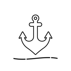 Anchor icon, isolated flat graphic design template, app sign, summer travel symbol, vector illustration