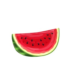 Slice watermelon. Fruit vector illustration for in cartoon style. Healthy nutrition, organic food, vegetarian product.