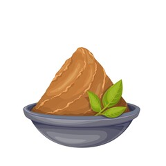 Miso paste in bowl vector icon. Japanese food miso illustration.