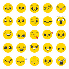 Set of expressions on face. Isolated vector illustration on white background