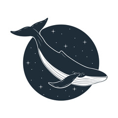 Blue whale swimming in space. Vector illustration. © nazar12